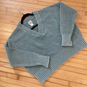 C&C California Chunky Cotton Sweater Boxy Fit Weathered Green Casual Beach